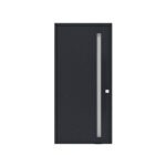 Porta de entrada modelo JLM 58 em alumínio com puxador embutido, design minimalista e uniforme, combinando estética moderna e ergonomia