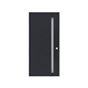Porta de entrada modelo JLM 58 em alumínio com puxador embutido, design minimalista e uniforme, combinando estética moderna e ergonomia