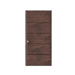 Porta de entrada modelo JPH NW05 em alumínio com painel fenólico horizontal, acabamento Loft Brown, design moderno com textura, movimento visual e superfície uniforme.