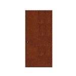 Porta de entrada modelo JPV Corten em alumínio com painel fenólico vertical e acabamento efeito metal oxidado, design contemporâneo e elemento arquitetónico distintivo.