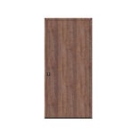 Porta de entrada modelo JPV NW14 em alumínio com painel fenólico de veios verticais, acabamento imitação carvalho francês, design sofisticado e elegante