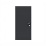 Porta de entrada LISE em alumínio com superfície lisa e maçaneta dupla em aço inox escovado, design minimalista, elegante e funcional